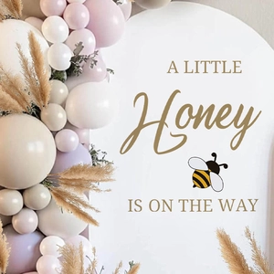 Cartoon Bee A Little Honey Is On The Way Wall Sticker PVC Waterproof Letter Wall Mural For Baby Shower Nursery Kids Room Decor