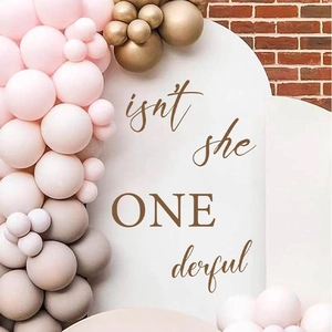 Brown 'isn't she ONEderful' wall sticker for girl's 1st birthday party decoration