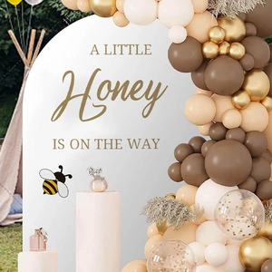Bee themed balloon arch kit in cream brown and gold for children party wall decoration