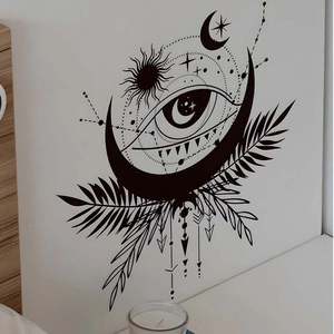 Mystical Celestial Eye Moon Star Wall Sticker Waterproof PVC Decal For Bathroom Toilet Living Room Bedroom Home Decor Bohemian Art