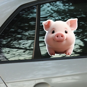 Cute cartoon pink pig car window decal made of waterproof PVC for vehicle decoration