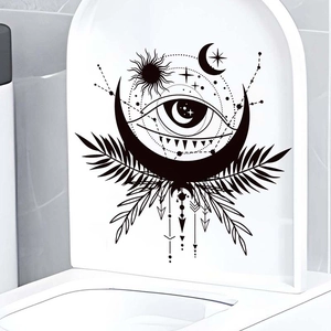 Moon sun and eye celestial PVC wall sticker for bathroom toilet lid decoration