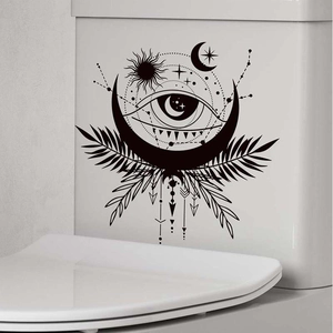Mystical celestial sun moon eye wall sticker for bathroom and home decor