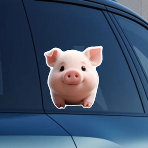 Cute 3D cartoon pink pig car window sticker made of waterproof PVC for vehicle decoration