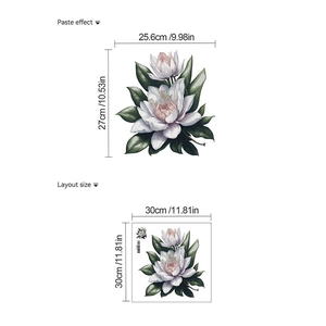 Detailed dimensions of the lotus flower wall sticker layout and paste effect size