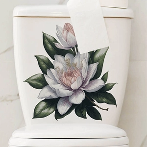 Elegant pink lotus flower bathroom toilet sticker self-adhesive PVC home decor mural