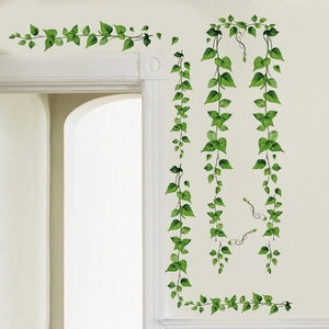 Stickers muraux feuilles vertes imperméables pour chambre d'enfant et décor