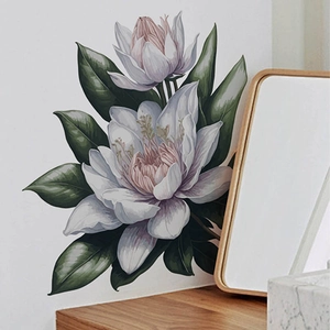 Realistic pink and white lotus flower wall stickers for home bathroom wall decoration