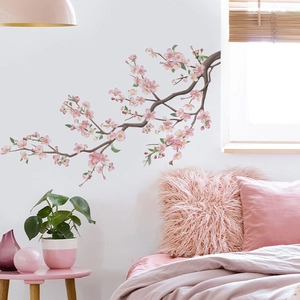 Adesivi murali con rami di fiori di ciliegio rosa per decorazione camera bimbi