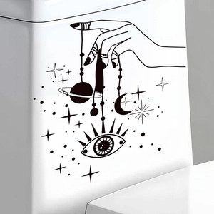 Black celestial moon and star wall decal stickers for home and bathroom decor