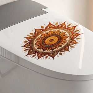 Mandala sun pattern PVC toilet seat wall sticker for bathroom home decor