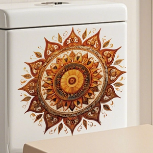 Self-adhesive sun mandala PVC wall sticker for toilet and home decoration