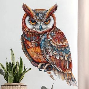 Sticker mural hibou mandala avec motifs géométriques pour décoration intérieure