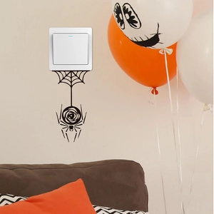 Stickers muraux Halloween décoratifs avec toiles d'araignées et motif araignée rose