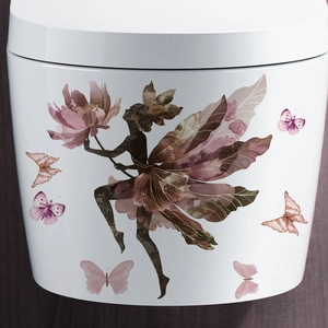 Floral fairy silhouette with butterflies self-adhesive PVC wall decal for home decor