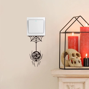 Sticker mural araignée d'Halloween pour décoration festive de maison sur mur blanc