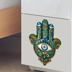 Sticker mural Main de Fatima bleue avec Œil protecteur pour décoration intérieure