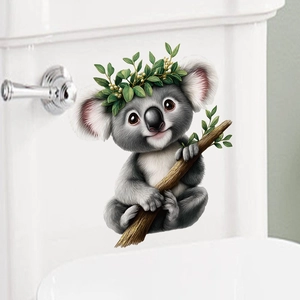 Self-adhesive PVC wall sticker featuring a cute koala with flower wreath for home decor