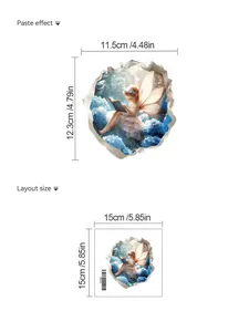 Guida alle taglie dell'adesivo fata dei fiori blu con dimensioni del layout 15x15cm e resa
