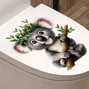 Self-adhesive PVC wall sticker featuring a cute koala with a flower crown for bathroom decor