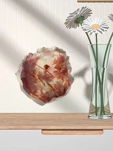 Detailed wall sticker view of a pink flower fairy flying through a 3D broken wall effect