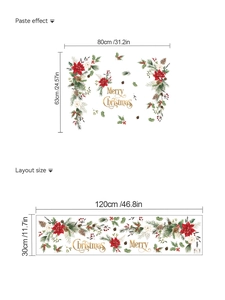 Adesivo natalizio con stelle di Natale rosse e scritta dorata Merry Christmas dettagliata