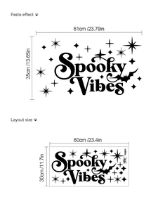 Macro view of Spooky Vibes Halloween wall sticker with bat and star decorative elements