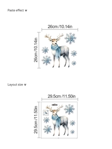 Détail du sticker mural renne de Noël avec dimensions de mise en page et taille finale