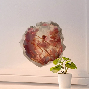 3D flower fairy wall sticker with realistic broken wall effect for living room home decor