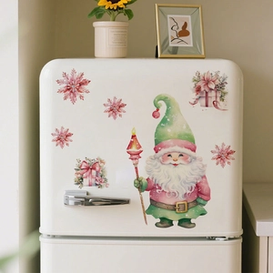 Kerstmis Kerstkabouter Sneeuwvlok Muursticker Aquarel Roze Kerst Decals PVC Zelfklevend Badkamer Toilet Decoratie