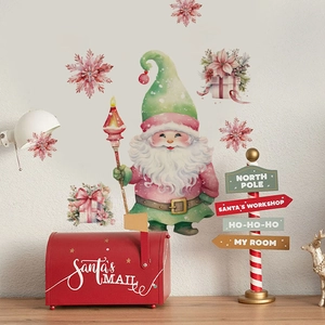 Kerstkabouter en Noordpool bord muurstickers set voor feestelijke huiswanddecoratie