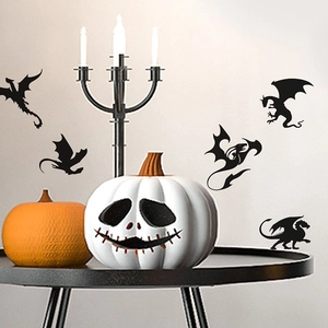 Halloween Wandaufkleber Set mit fliegenden Drachen Silhouetten aus PVC für die Deko