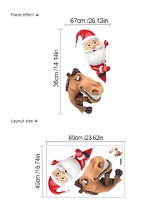 Detailed layout size and paste effect for Santa Claus and horse PVC wall stickers
