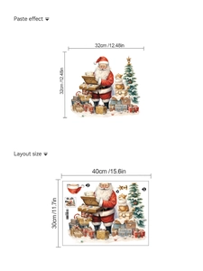 Detail der Weihnachtsmann PVC Wandtattoo Layout und fertige 32x32cm Displaygröße