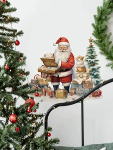 Detail der Weihnachts-Wandsticker mit Weihnachtsmann und Geschenken im Schlafzimmer