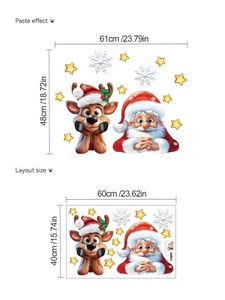 Detail of Christmas wall sticker set with Santa, reindeer and snowflakes, 60x40cm size