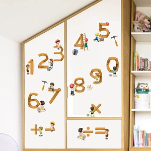 Adesivi murali educativi con numeri e simboli matematici in legno per bambini