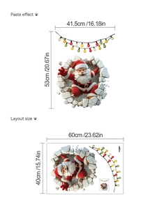 Dimensioni del wall sticker 3D Babbo Natale con layout finale e misura del foglio