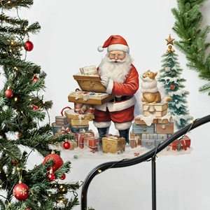 Weihnachts-Wandtattoo mit Weihnachtsmann und Geschenken für festliche Wanddekoration zu Hause