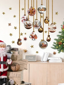 Detailed Christmas wall decals with Santa and gingerbread man set on a white wall