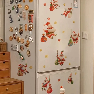 Stickers Père Noël et flocons de neige pour décoration festive de frigo et de murs