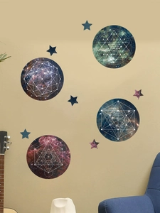Detail of galaxy galaxy wall stickers showing sacred geometry and star constellations