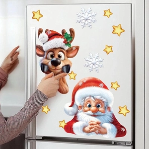 Christmas wall stickers featuring Santa Claus and reindeer on a white background