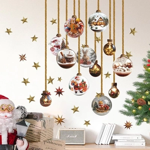 PVC Christmas wall stickers with Santa, reindeer and forest motifs for festive home decor