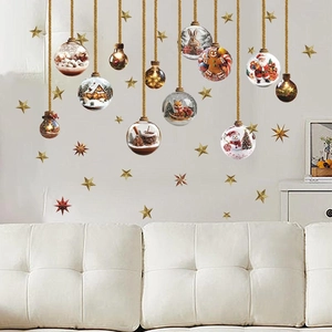 Christmas wall stickers with hanging ball patterns for festive home decor