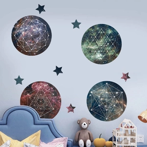 Cosmic Galaxy Wall Decals with Sacred Geometry Design for Living Room Decor