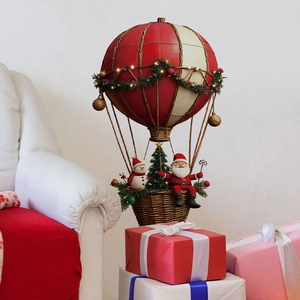 Santa Claus hot air balloon wall sticker with festive holiday decorations for living room