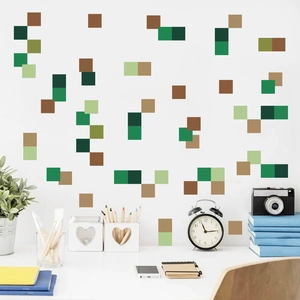 Stickers muraux pixel art colorés aux tons terre pour décorer la salle de jeux