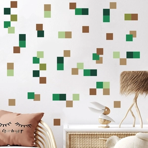 Stickers muraux carrés minimalistes aux tons terre pour une décoration moderne