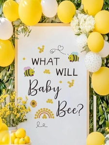 Détail de l'autocollant mural What Will Baby Bee avec motif d'abeille pour baby shower